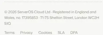 Rendered contrast evidence for © 2026 ServerOS Cloud Ltd · Registered in England and Wales, no. 17395853 · 71-7