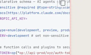 Rendered mobile overflow evidence for # Declarative schema — AI agents get full context, never secret values# @sensitive @required @type=s