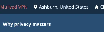 Rendered contrast evidence for Not using Mullvad VPN Ashburn, United States Check for leaks