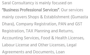 Rendered contrast evidence for Saral Consultancy is Ahmedabad, Gujarat (INDIA) based consultancy service provid
