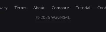 Rendered contrast evidence for © 2026 WaveXML