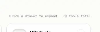Rendered contrast evidence for Click a drawer to expand · 79 tools total