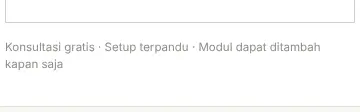 Rendered contrast evidence for Konsultasi gratis · Setup terpandu · Modul dapat ditambah kapan saja