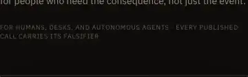 Rendered contrast evidence for For humans, desks, and autonomous agents · every published call carries its fals