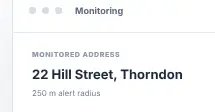 Rendered contrast evidence for MONITORED ADDRESS
