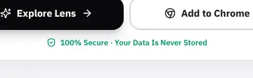 Rendered contrast evidence for 100% Secure · Your Data Is Never Stored
