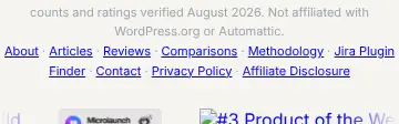 Rendered contrast evidence for About · Articles · Reviews · Comparisons · Methodology · Jira Plugin Finder · Co