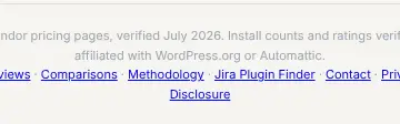 Rendered contrast evidence for Data sourced from vendor pricing pages, verified July 2026. Install counts and r